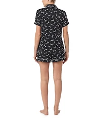 kate spade new york Short Sleeve Notch Collar Knit Bold Bows Print Bridal Shorty Pajama Set