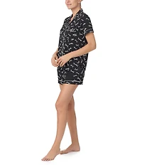 kate spade new york Short Sleeve Notch Collar Knit Bold Bows Print Bridal Shorty Pajama Set