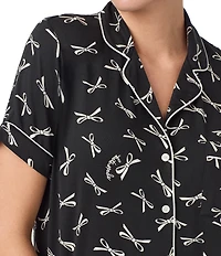 kate spade new york Short Sleeve Notch Collar Knit Bold Bows Print Bridal Shorty Pajama Set