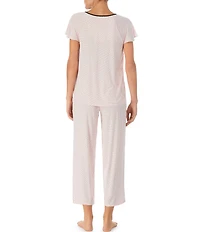 kate spade new york Short Sleeve Pin Dot Print Jersey Knit Cropped Pajama Set
