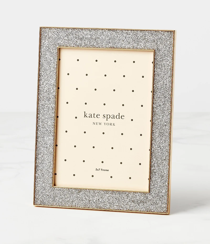 kate spade new york Sitting Pretty 5#double; x 7#double; Silver Glitter Frame
