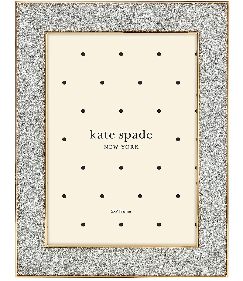 kate spade new york Sitting Pretty 5#double; x 7#double; Silver Glitter Frame