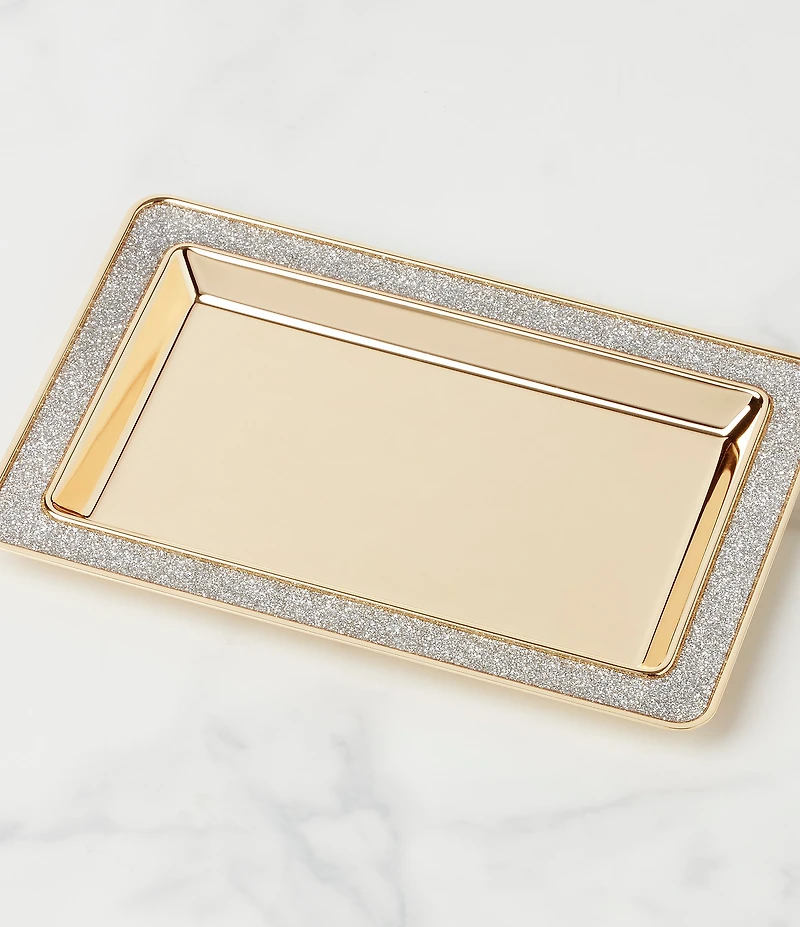 kate spade new york Sitting Pretty Silver Glitter Tray