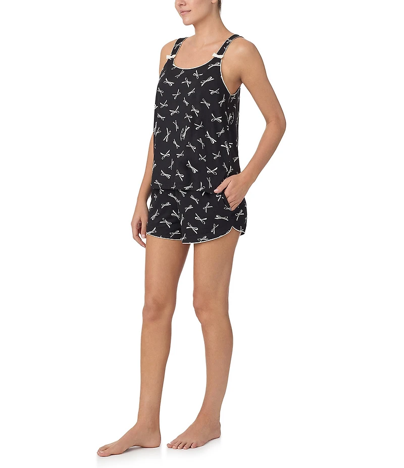 kate spade new york Sleeveless Scoop Neck Tank & Shorty Bow Print Bridal Pajama Set
