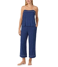 Kate Spade New York Sleeveless Square Neck Jersey Knit Dotted Cropped Pajama Set