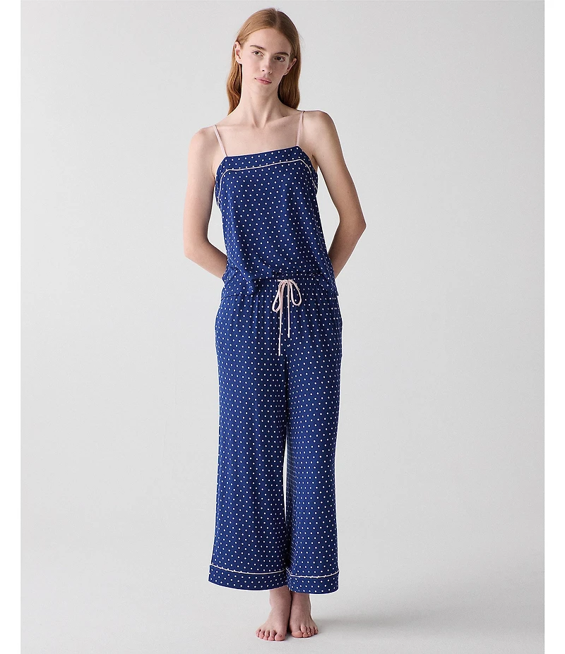 Kate Spade New York Sleeveless Square Neck Jersey Knit Dotted Cropped Pajama Set