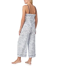 Kate Spade New York Sleeveless Square Neck Jersey Knit Toile Print Cropped Pajama Set