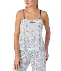 Kate Spade New York Sleeveless Square Neck Jersey Knit Toile Print Cropped Pajama Set