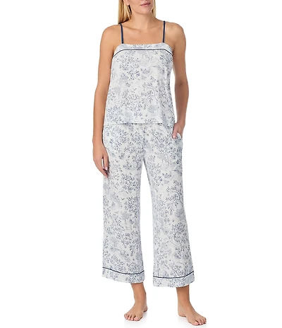 kate spade new york Sleeveless Square Neck Jersey Knit Toile Print Cropped Pajama Set