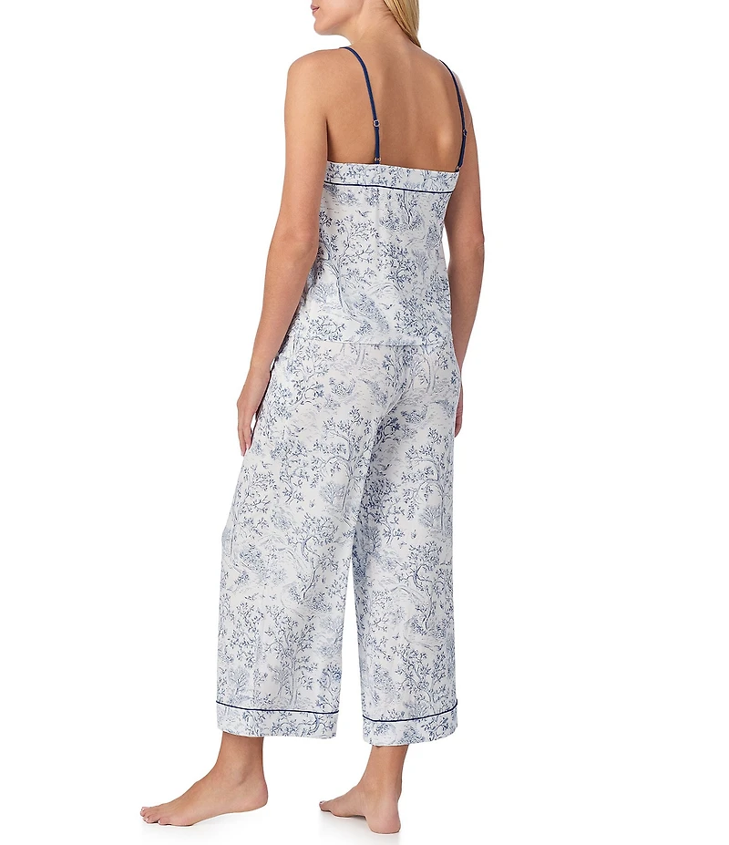 kate spade new york Sleeveless Square Neck Jersey Knit Toile Print Cropped Pajama Set