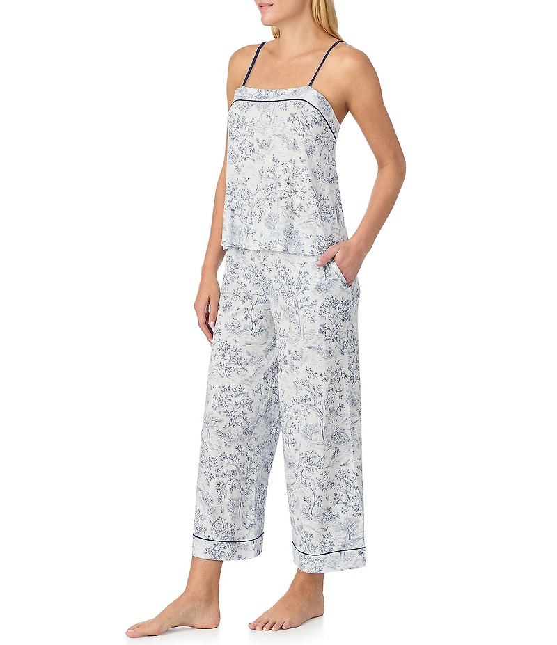 kate spade new york Sleeveless Square Neck Jersey Knit Toile Print Cropped Pajama Set