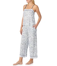 kate spade new york Sleeveless Square Neck Jersey Knit Toile Print Cropped Pajama Set
