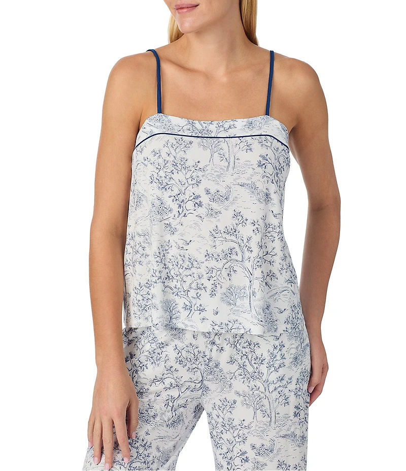 kate spade new york Sleeveless Square Neck Jersey Knit Toile Print Cropped Pajama Set