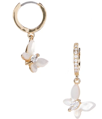 kate spade new york Social Butterfly Huggie Crystal Hoop Drop Earrings