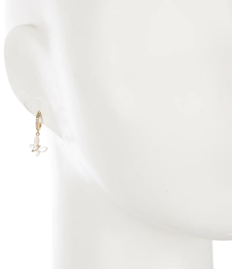 kate spade new york Social Butterfly Huggie Crystal Hoop Drop Earrings
