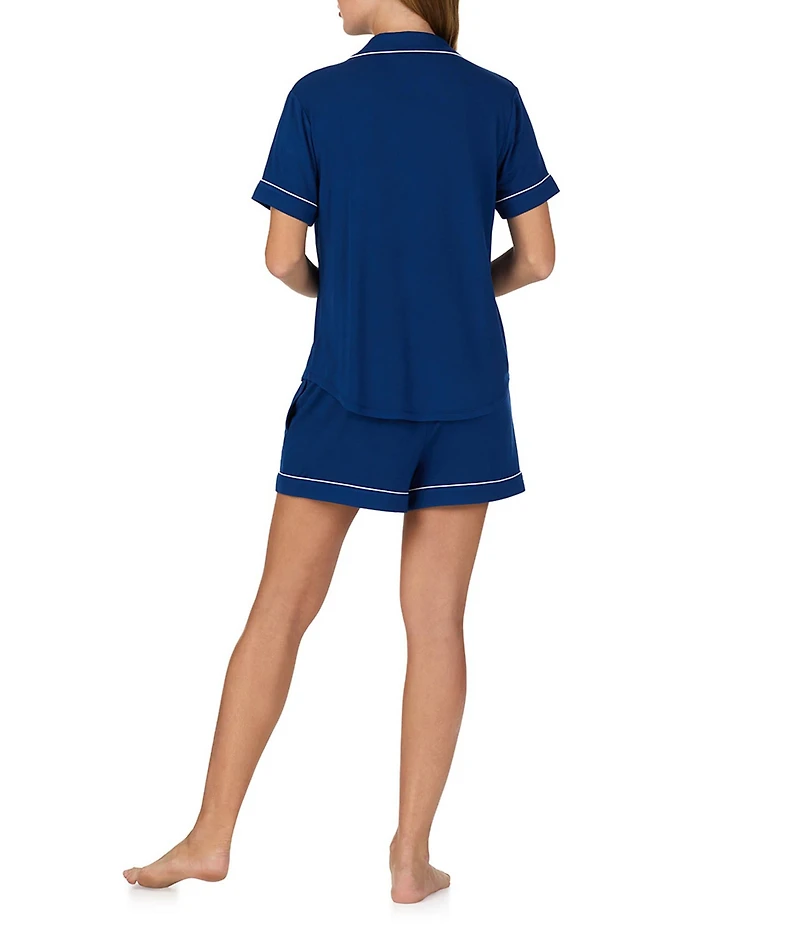 kate spade new york Solid Short Sleeve Notch Collar Jersey Knit Shorty Pajama Set