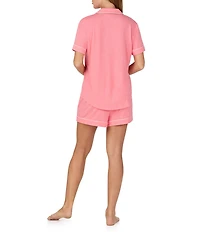 kate spade new york Solid Short Sleeve Notch Collar Jersey Knit Shorty Pajama Set