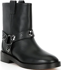 kate spade new york Spade Flower Studded Leather Engineer Booties