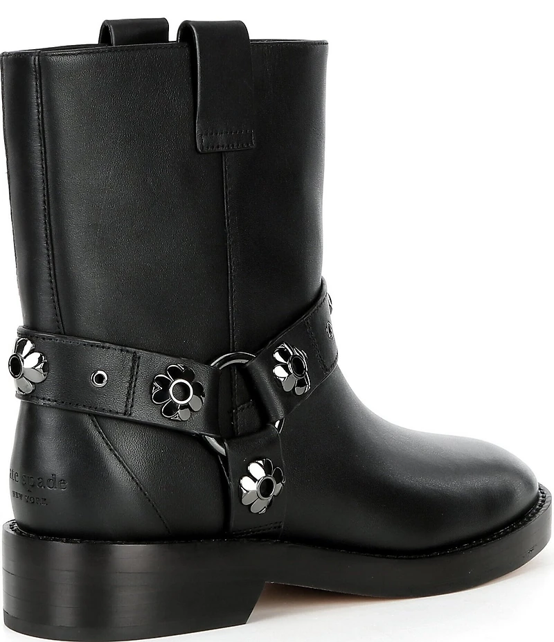 kate spade new york Spade Flower Studded Leather Engineer Booties