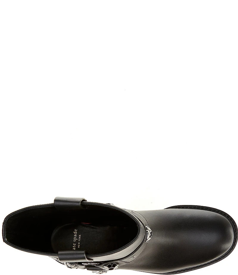 kate spade new york Spade Flower Studded Leather Engineer Booties