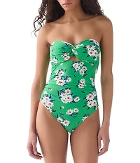 kate spade new york Spring Daisies Twist Front Bandeau One Piece Swimsuit