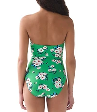 kate spade new york Spring Daisies Twist Front Bandeau One Piece Swimsuit