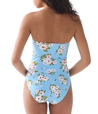 kate spade new york Spring Daisies Twist Front Bandeau One Piece Swimsuit