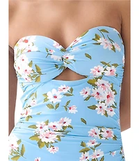 kate spade new york Spring Daisies Twist Front Bandeau One Piece Swimsuit