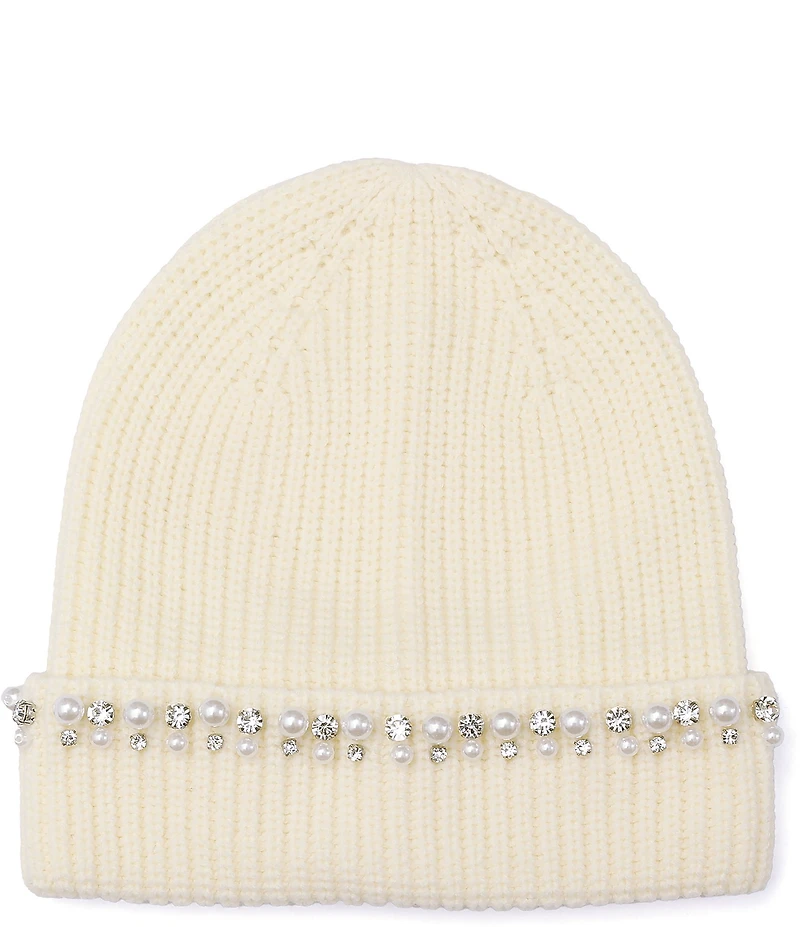 kate spade new york Stacked Embellished Cuff Knit Beanie