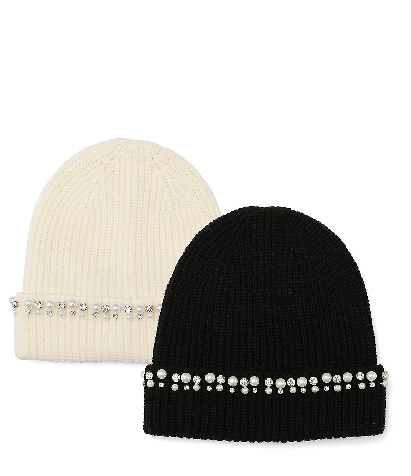 kate spade new york Stacked Embellished Cuff Knit Beanie