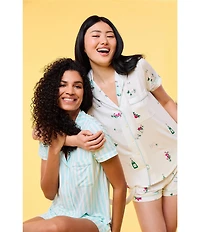 kate spade new york Striped Jersey Top & Short Coordinating Bridal Pajama Set