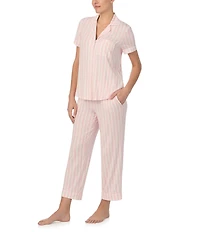 kate spade new york Striped Short Notch Collar Cropped Pajama Set
