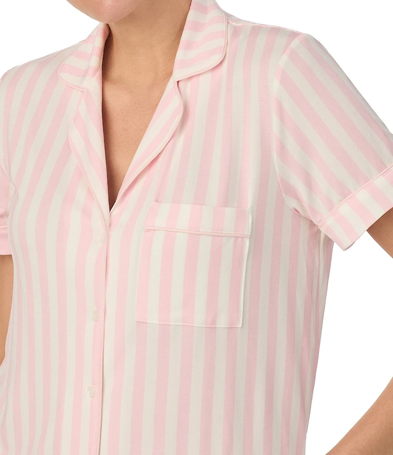 kate spade new york Striped Short Notch Collar Cropped Pajama Set