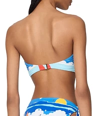 kate spade new york Summer Print Strapless Front Tie Bandeau Swim Top