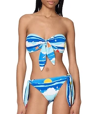 kate spade new york Summer Print Strapless Front Tie Bandeau Swim Top