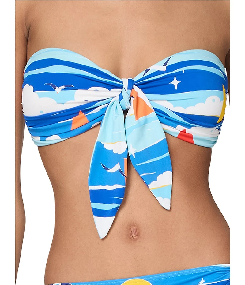 kate spade new york Summer Print Strapless Front Tie Bandeau Swim Top