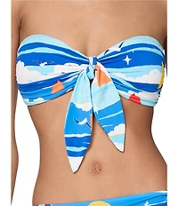 kate spade new york Summer Print Strapless Front Tie Bandeau Swim Top