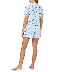 kate spade new york Sunglasses Print Short Sleeve Notch Collar Jersey Knit Shorty Pajama Set