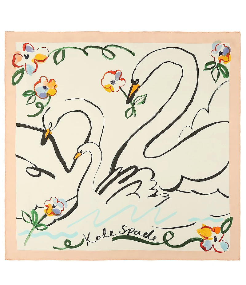 kate spade new york Swans Silk Square Scarf