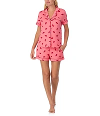 kate spade new york Thousand Kisses Valentine's Day Print Short Sleeve Notch Collar Knit Shorty Pajama Set
