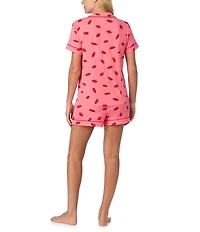 kate spade new york Thousand Kisses Valentine's Day Print Short Sleeve Notch Collar Knit Shorty Pajama Set