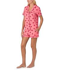 kate spade new york Thousand Kisses Valentine's Day Print Short Sleeve Notch Collar Knit Shorty Pajama Set