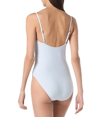 kate spade new york Tide Stripe Scoop Neck Triple Bow One Piece Swimsuit