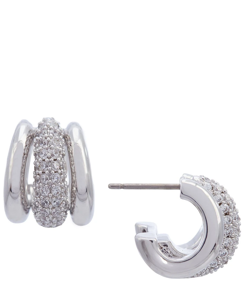 kate spade new york Tiny Twinkies Pave Trio Huggie Hoop Earrings