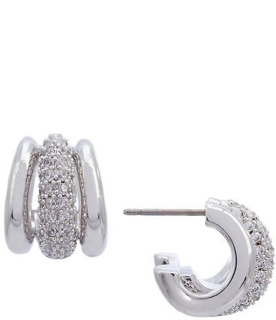 kate spade new york Tiny Twinkies Pave Trio Huggie Hoop Earrings