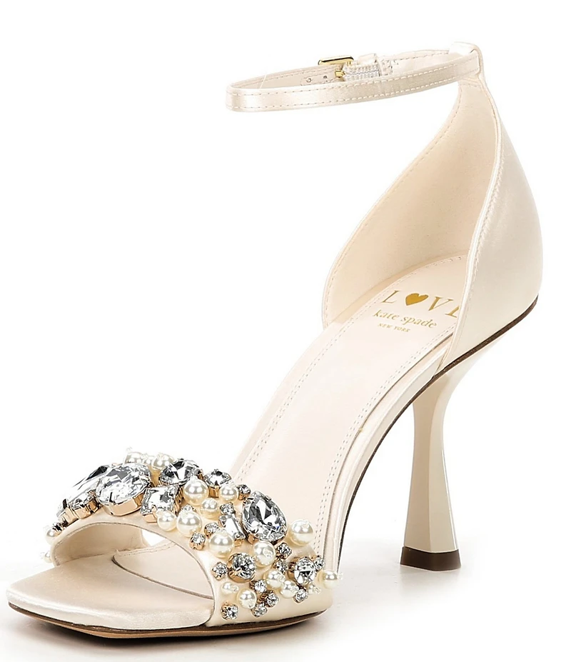 kate spade new york Treasure Satin Jewel Ornamented Ankle Strap Sandals