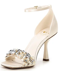 kate spade new york Treasure Satin Jewel Ornamented Ankle Strap Sandals