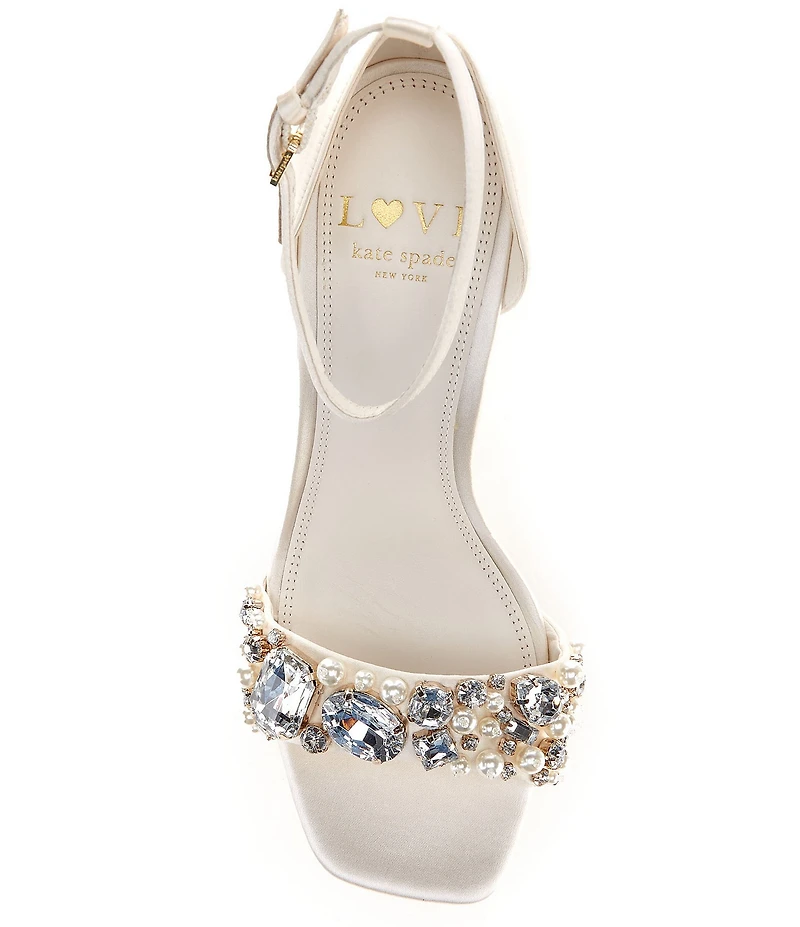 kate spade new york Treasure Satin Jewel Ornamented Ankle Strap Sandals