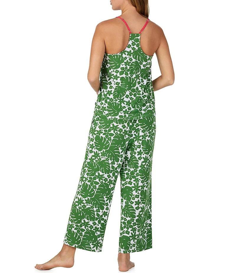 kate spade new york Tropical Floral Print Sleeveless V Neck Jersey Knit Cropped Pajama Set