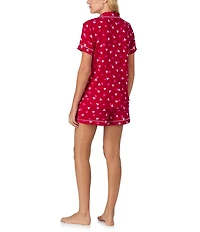 kate spade new york Whimsical Hearts Valentine's Day Print Short Sleeve Notch Collar Knit Shorty Pajama Set
